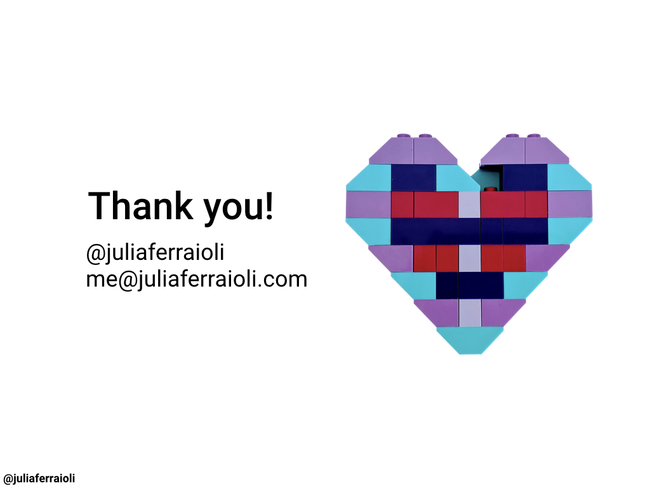 Thank you! @juliaferraioli, me@juliaferraioli.com
